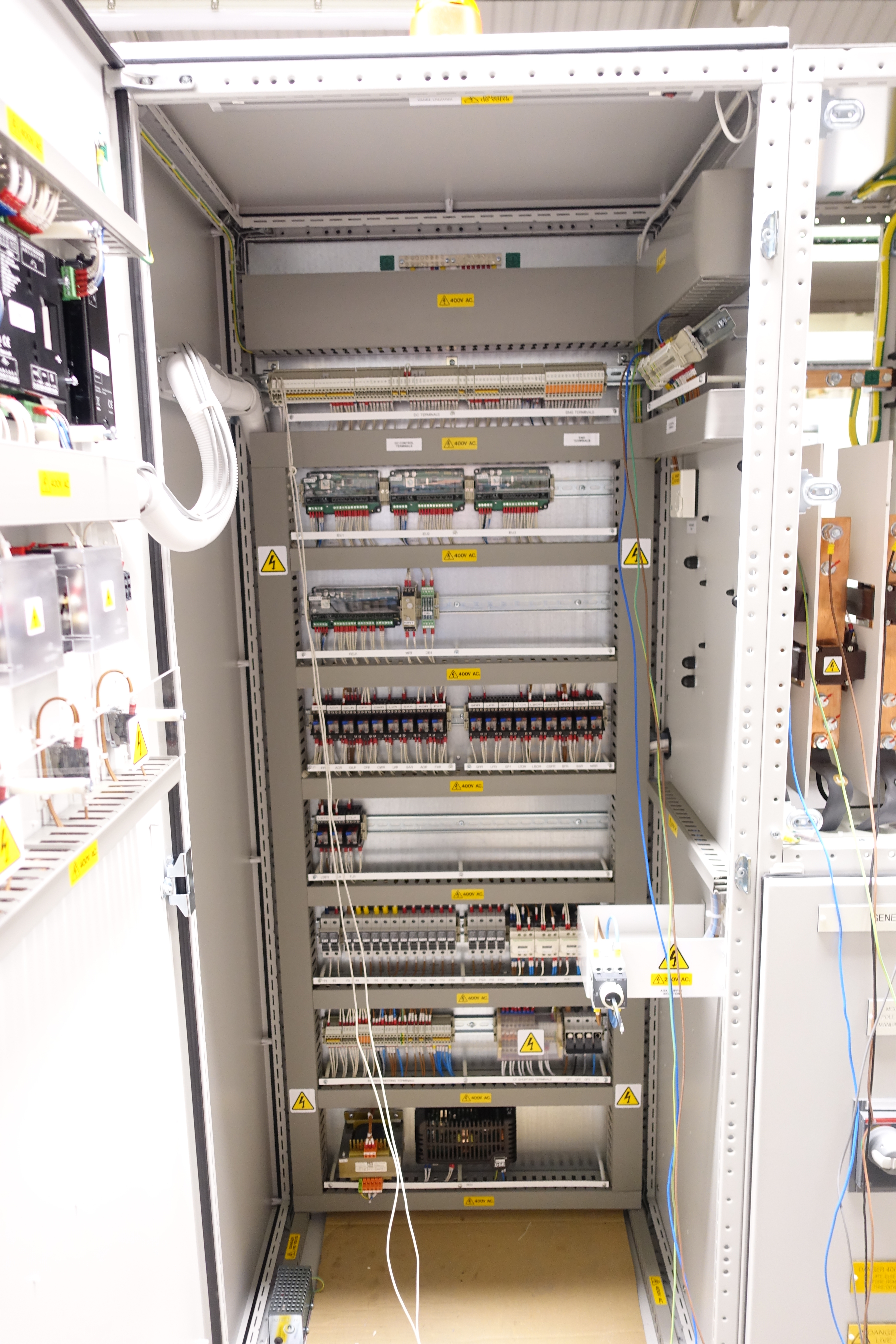 Inside a generator control panel